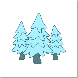 Cute Blue Christmas Trees Posters and Art